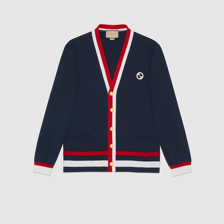 Gucci KNIT WOOL CARDIGAN WITH PATCH
