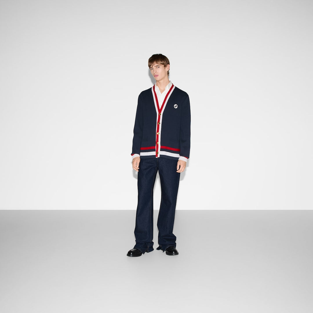 Gucci KNIT WOOL CARDIGAN WITH PATCH