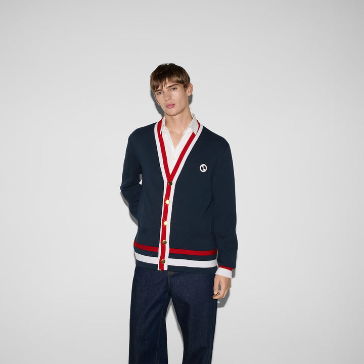 Gucci KNIT WOOL CARDIGAN WITH PATCH