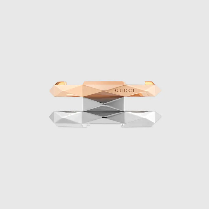GUCCI LINK TO LOVE GEOMETRIC STUDDED DOUBLE RING