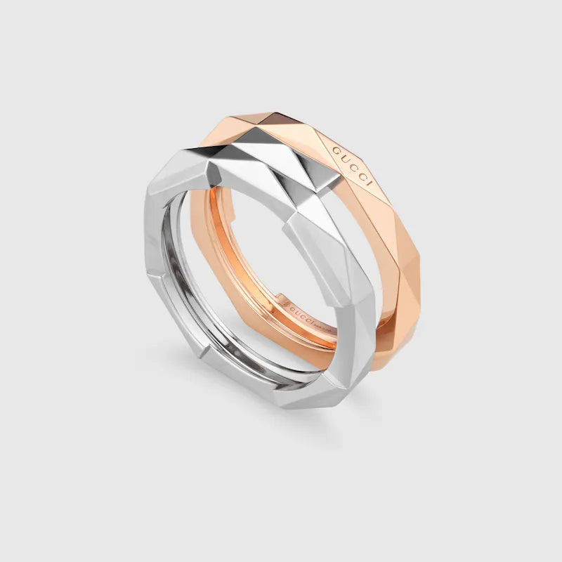 GUCCI LINK TO LOVE GEOMETRIC STUDDED DOUBLE RING