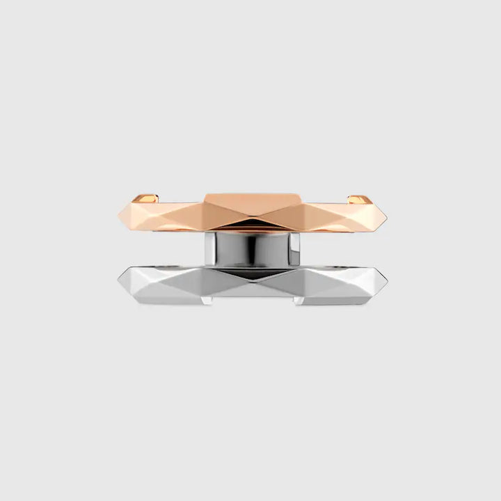 GUCCI LINK TO LOVE GEOMETRIC STUDDED DOUBLE RING
