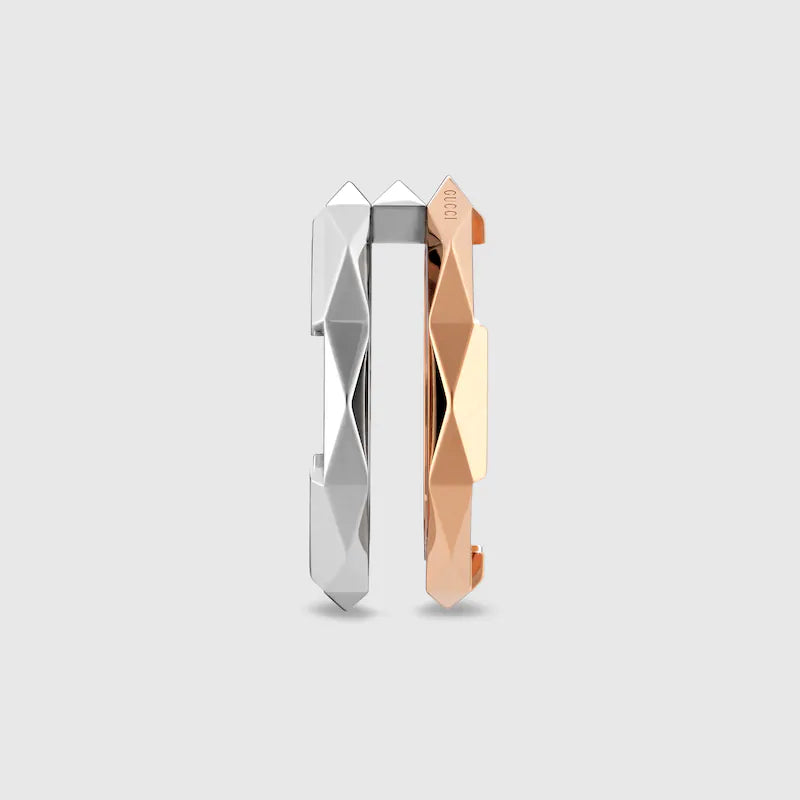 GUCCI LINK TO LOVE GEOMETRIC STUDDED DOUBLE RING