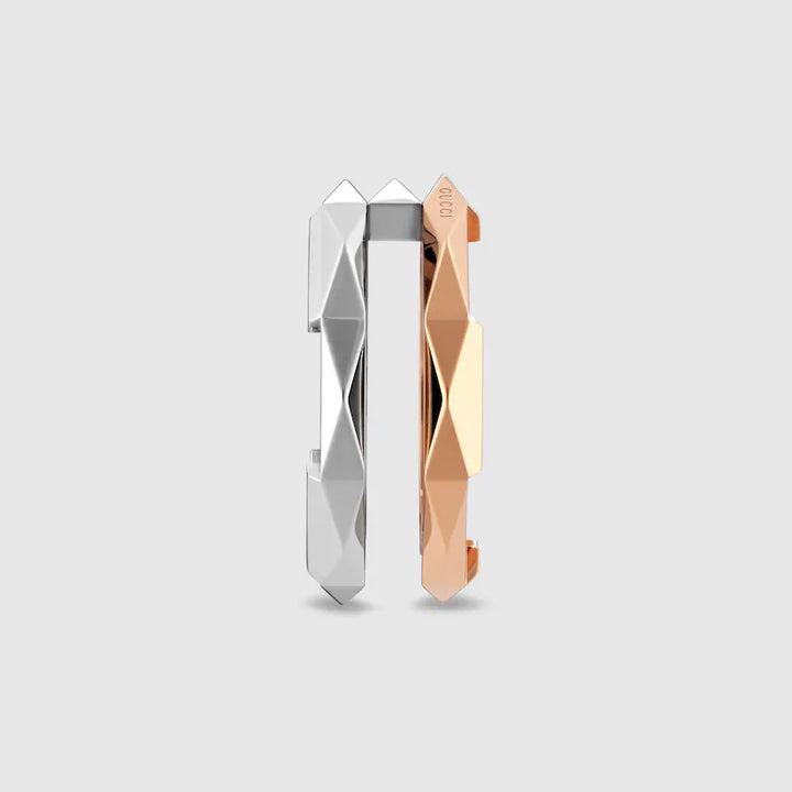 GUCCI LINK TO LOVE GEOMETRIC STUDDED DOUBLE RING