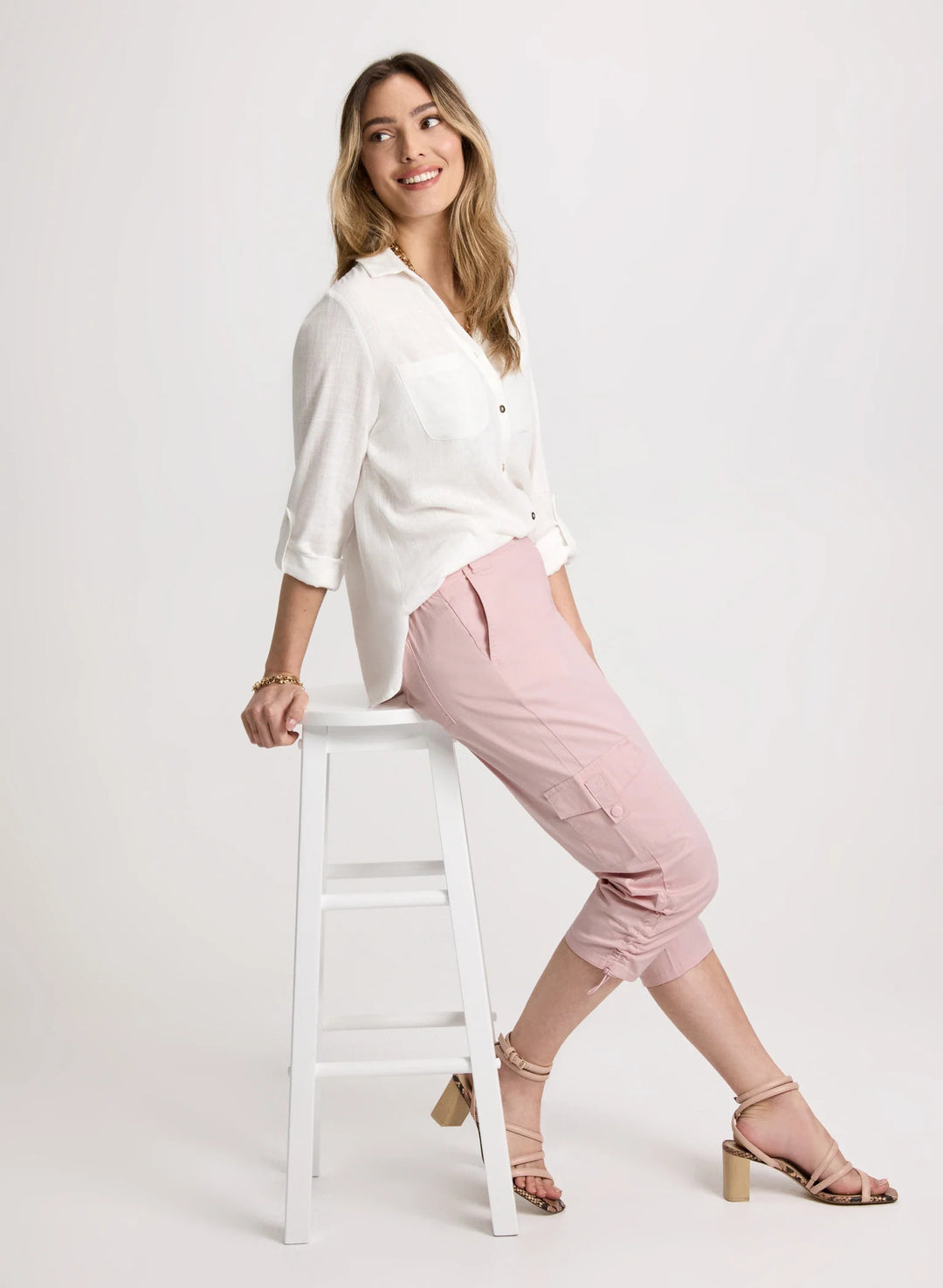 LAURA Cropped Drawstring Hem Cargo Pants