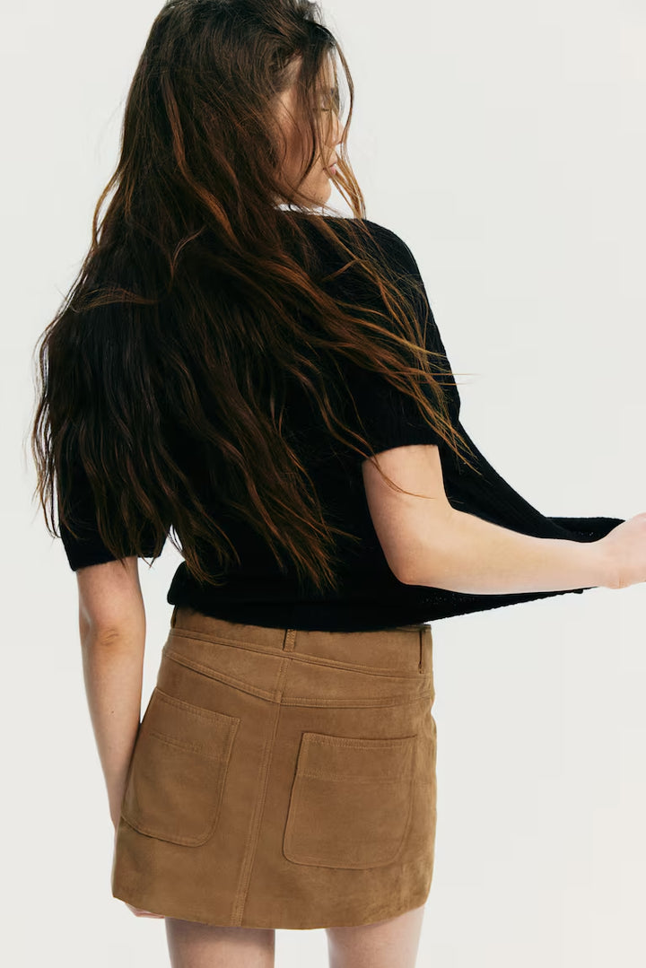 H&M TIE-DETAIL RIB-KNIT TOP