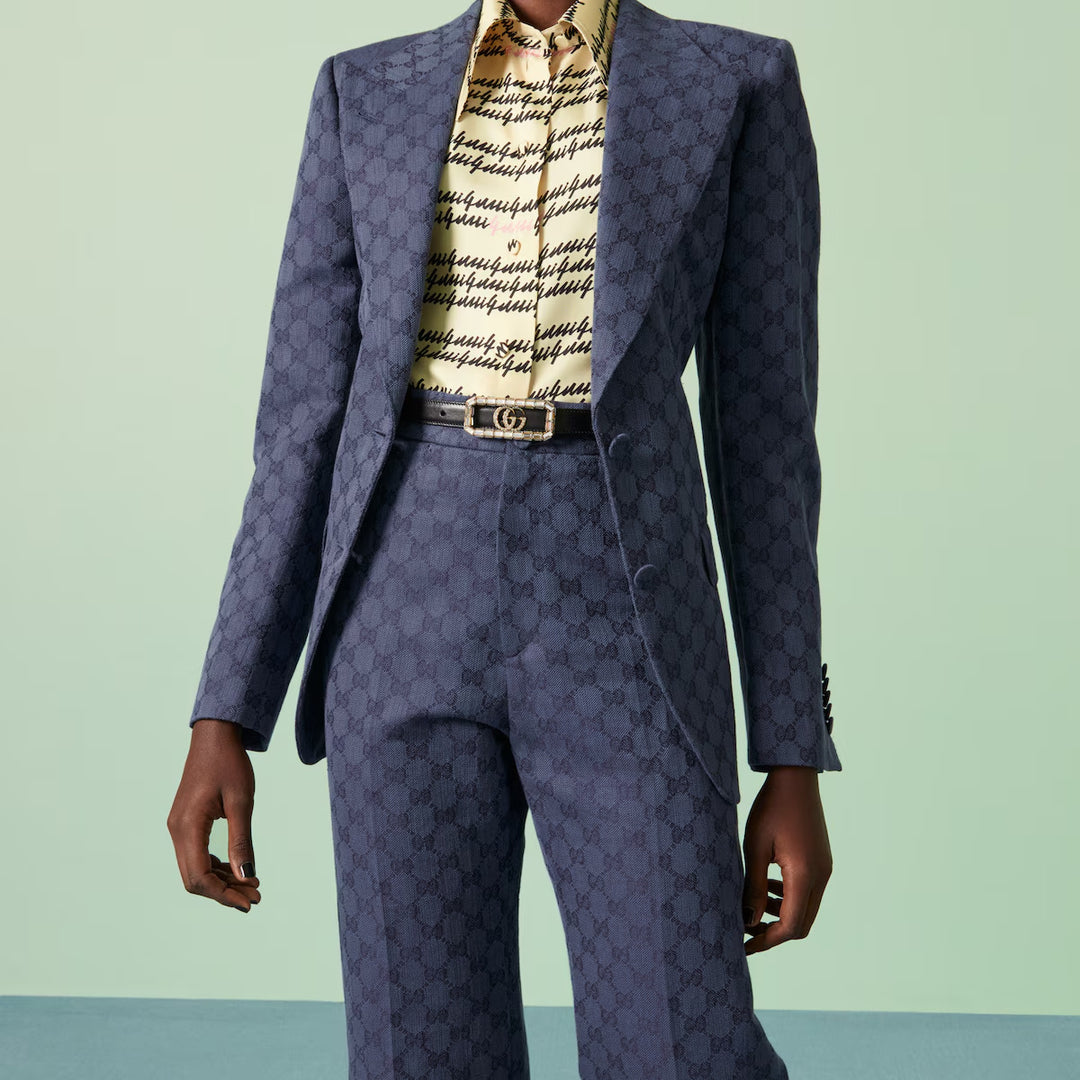 GUCCI Thin belt with crystal Double G buckle