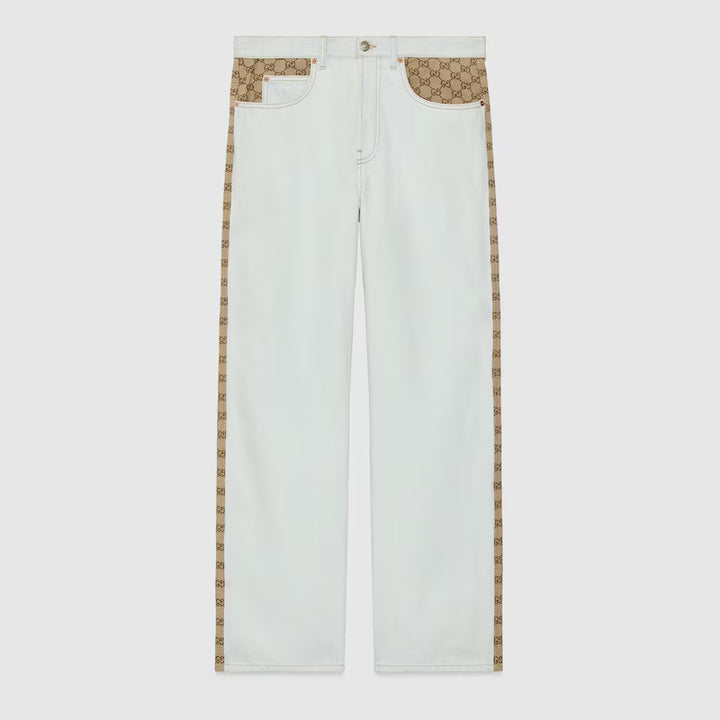 Gucci WASHED ORGANIC DENIM PANT WITH GG