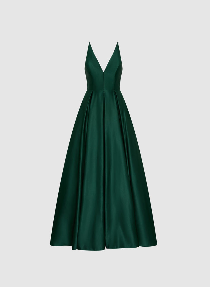 LAURA Plunge Neck Ballgown Dress