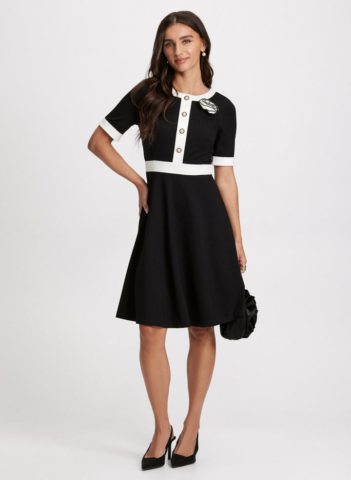 LAURA Rosette Embellished Knit Dress