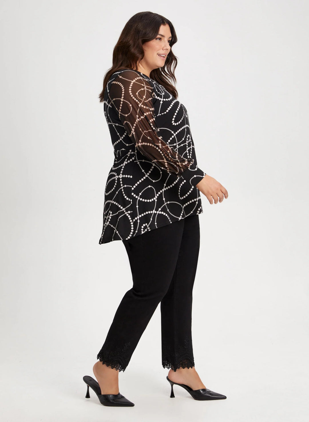 LAURA Puff Sleeve Dot Print Tunic
