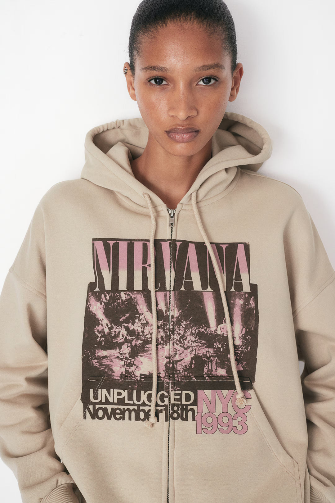 H&M Oversized Hooded Jacket with Motif