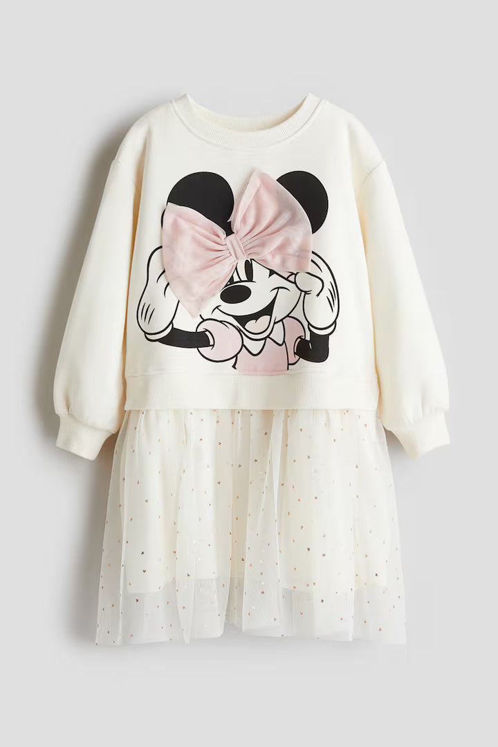 H&M Printed Sweatshirt Dress with Tulle Skirt
