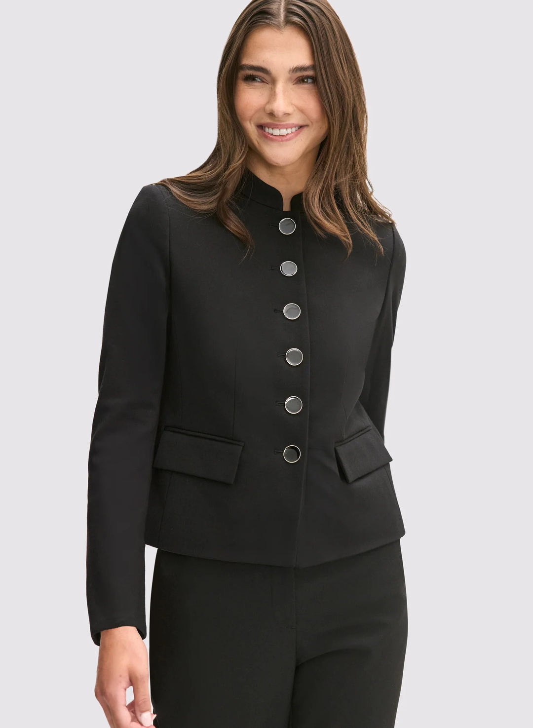 LAURA Stand Collar Button-Down Jacket