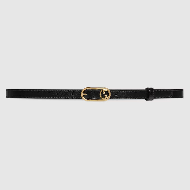 GUCCI Thin belt with Round Interlocking G