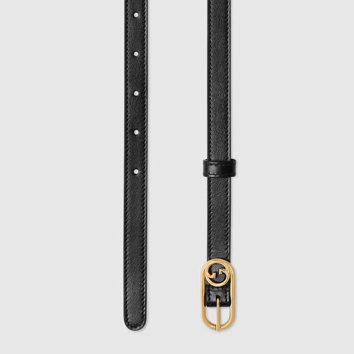 GUCCI Thin belt with Round Interlocking G