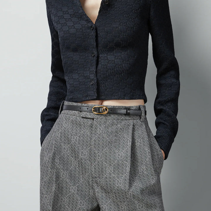 GUCCI Thin belt with Round Interlocking G