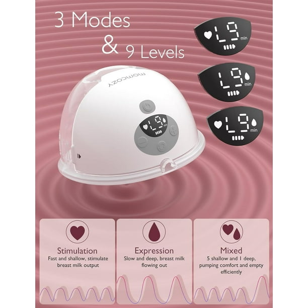 Momcozy M5 Hands Free Breast Pump, Wearable Breast Pump with 3 Modes & 9 Levels