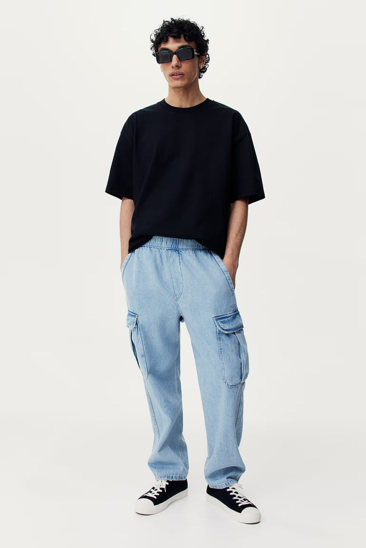 H&M Loose Cargo Denim Joggers