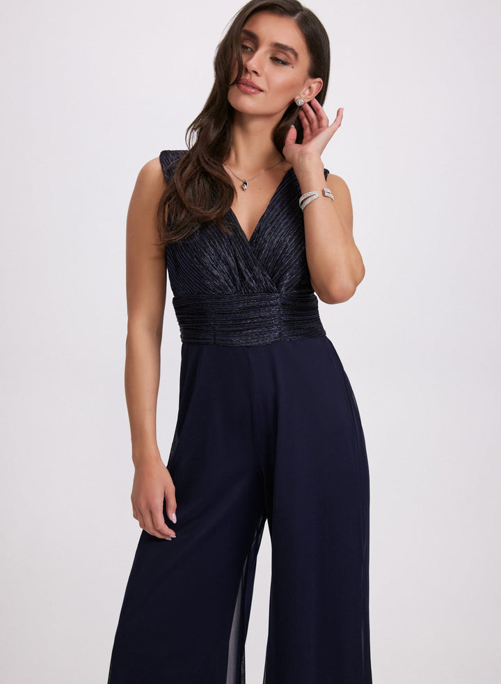 LAURA Metallic Pleated Jumpsuit