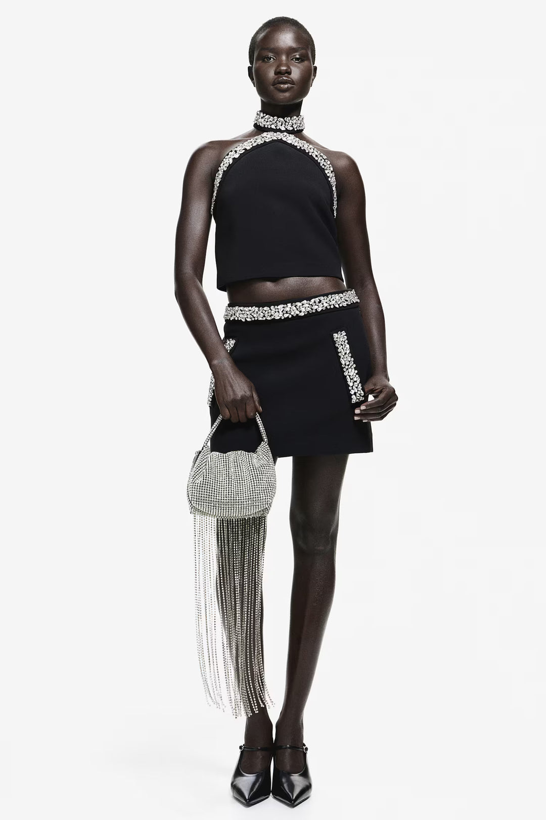 H&M Rhinestone-Embellished Halterneck Top