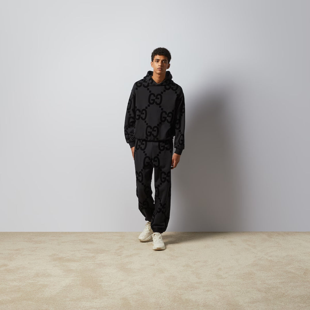 GUCCI GG FLOCKED PRINT COTTON FLEECE SWEATPANT