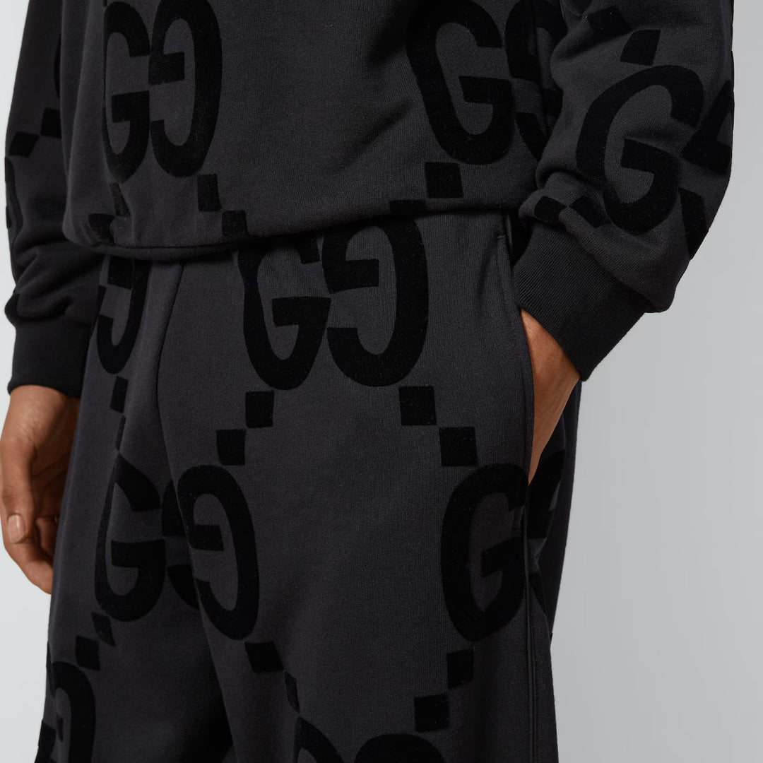 GUCCI GG FLOCKED PRINT COTTON FLEECE SWEATPANT