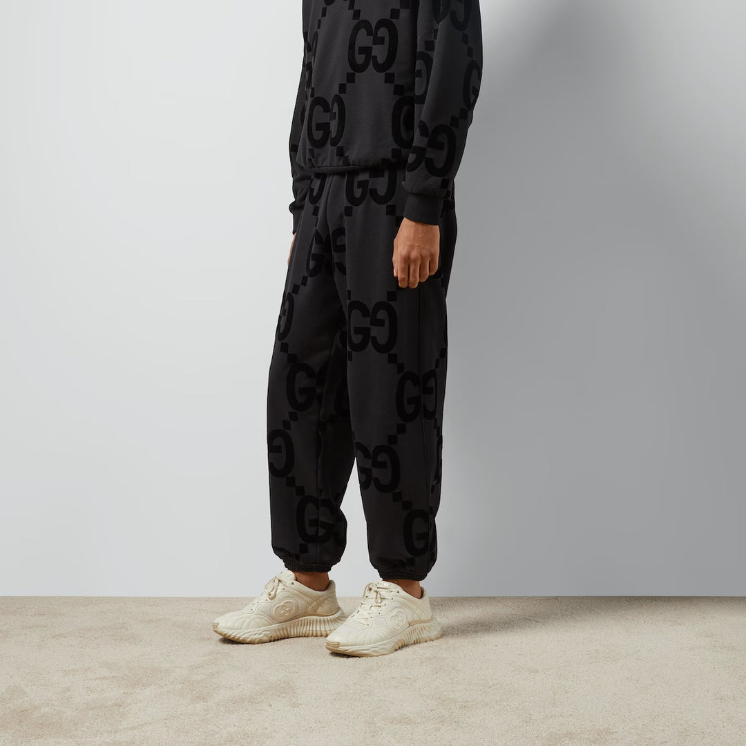 GUCCI GG FLOCKED PRINT COTTON FLEECE SWEATPANT