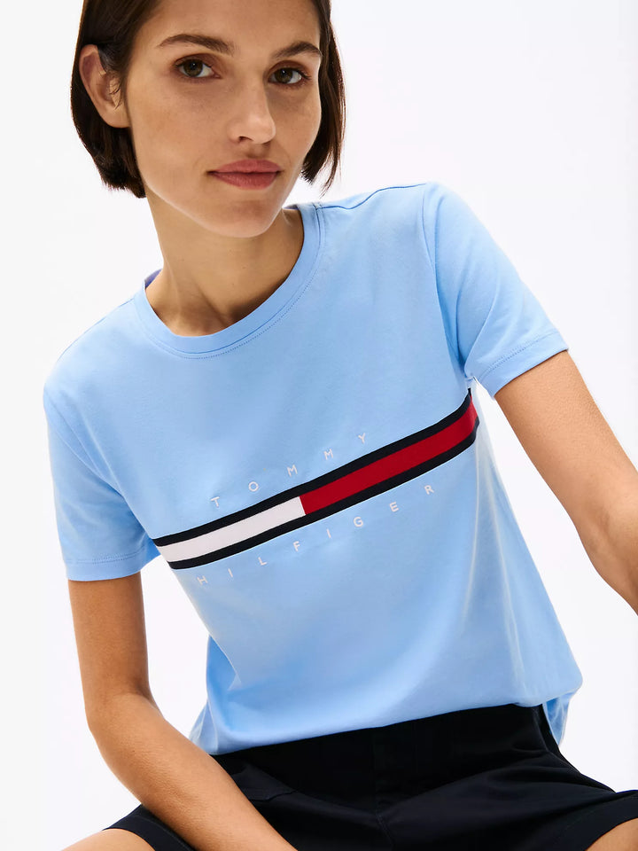 Tommy Hilfiger Embroidered Flag Stripe Logo T-Shirt
