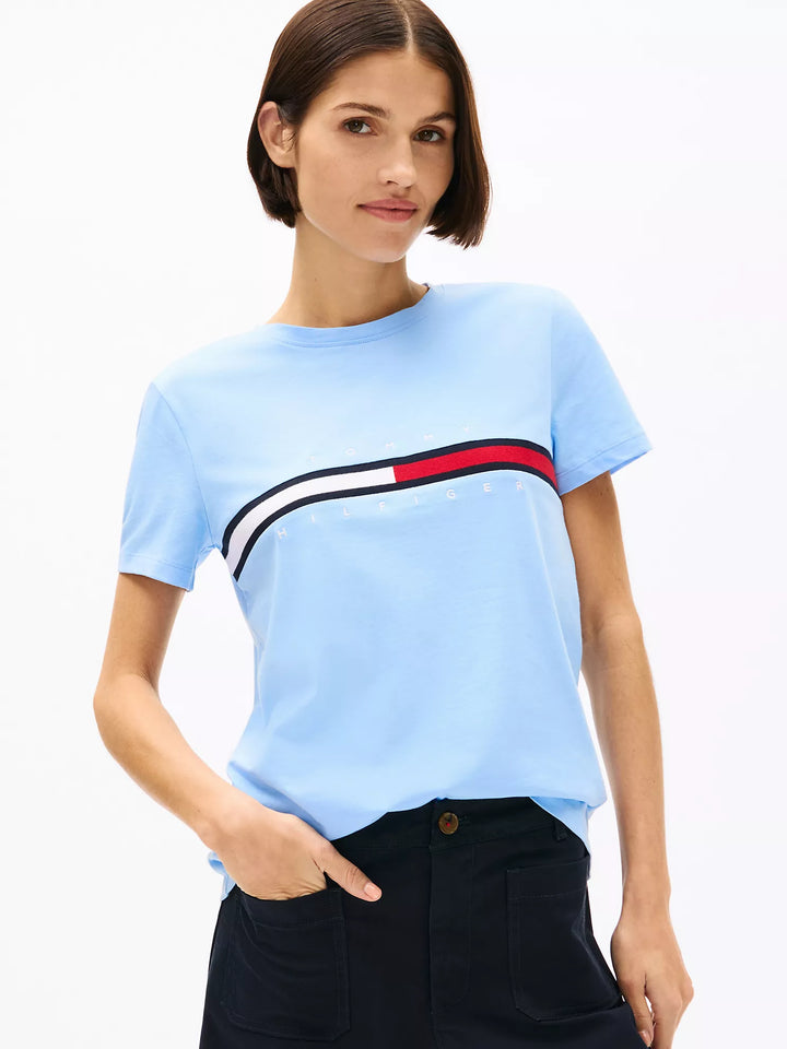 Tommy Hilfiger Embroidered Flag Stripe Logo T-Shirt