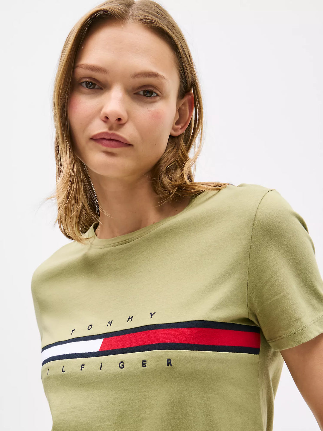 Tommy Hilfiger Embroidered Flag Stripe Logo T-Shirt