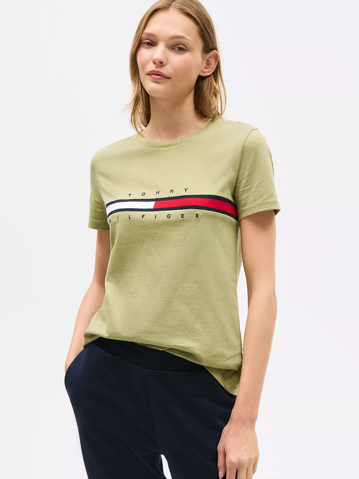 Tommy Hilfiger Embroidered Flag Stripe Logo T-Shirt