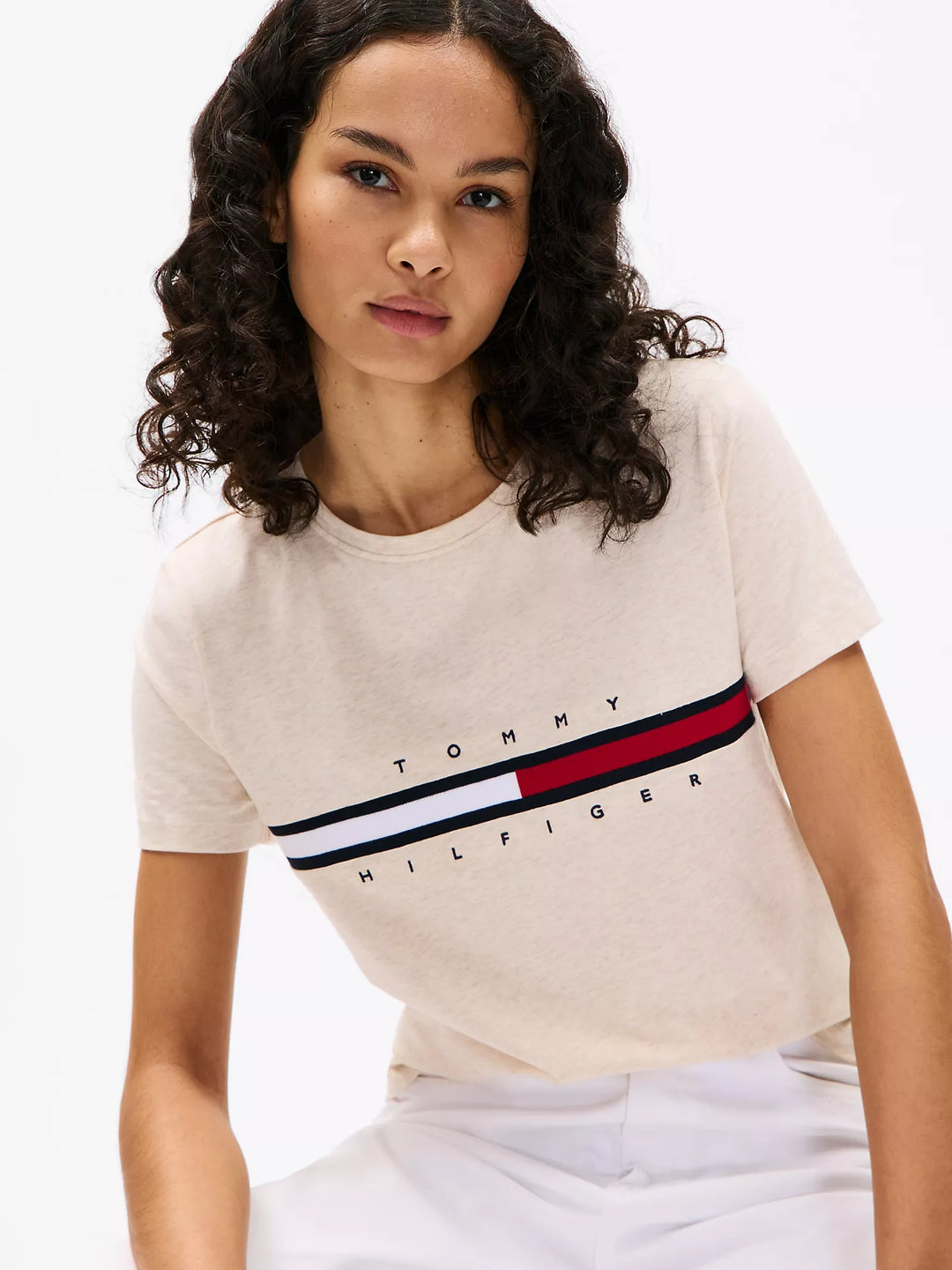 Tommy Hilfiger Embroidered Flag Stripe Logo T-Shirt