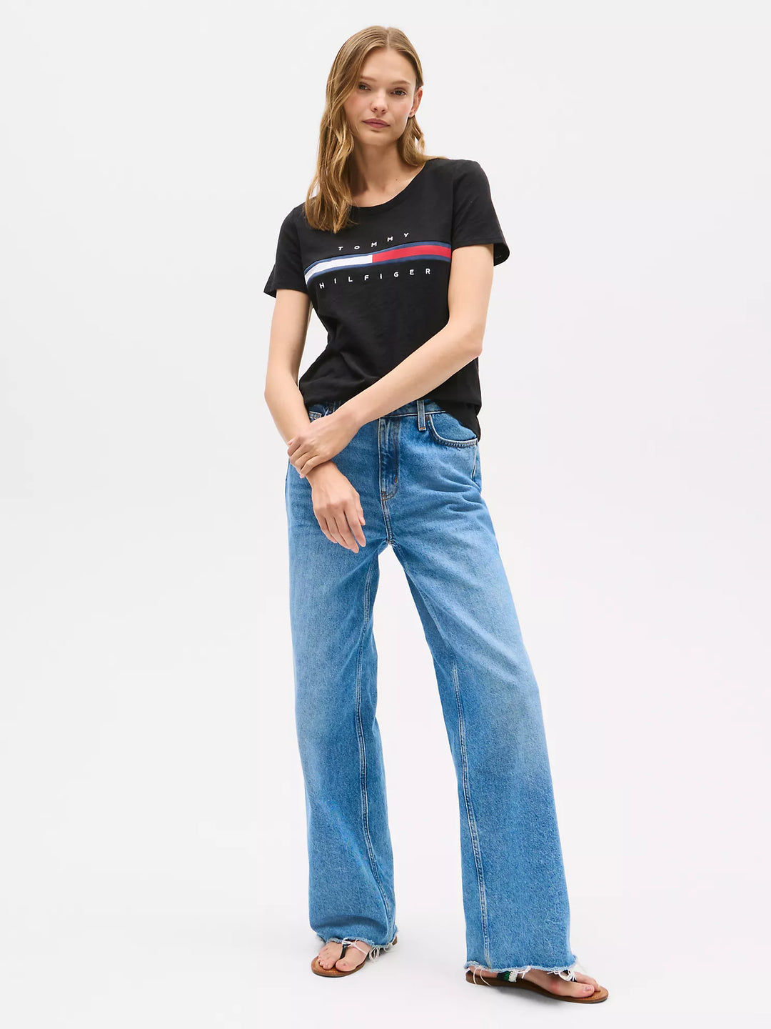 Tommy Hilfiger Embroidered Flag Stripe Logo T-Shirt