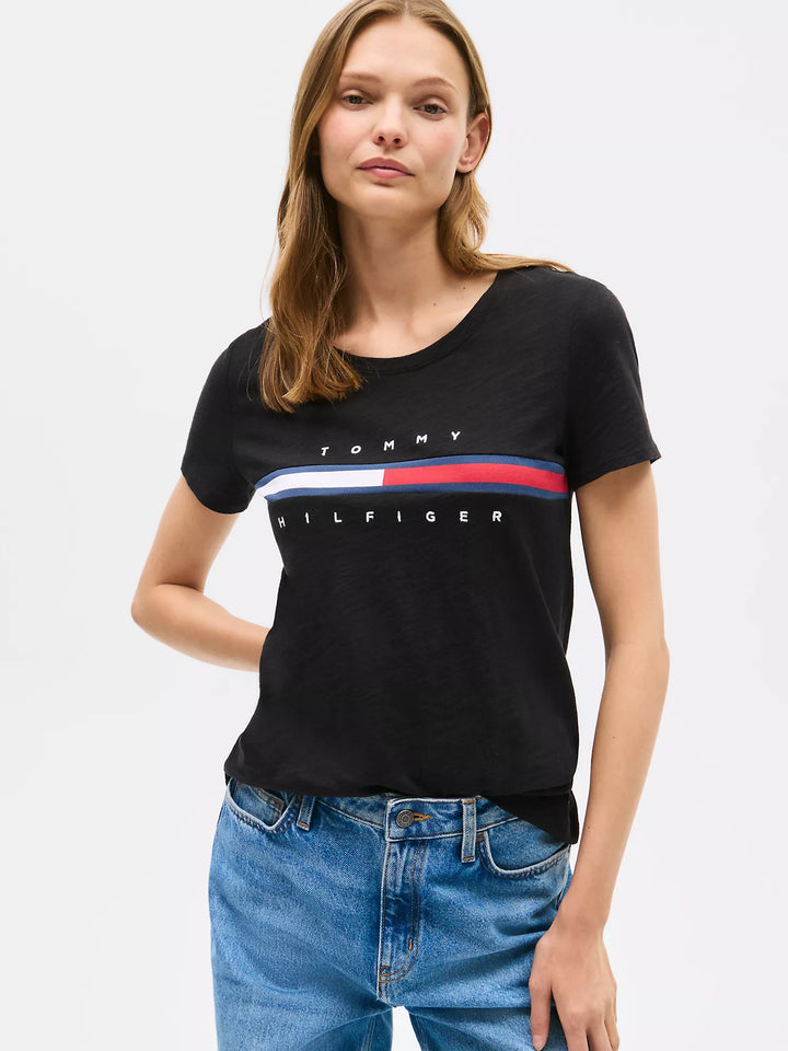 Tommy Hilfiger Embroidered Flag Stripe Logo T-Shirt