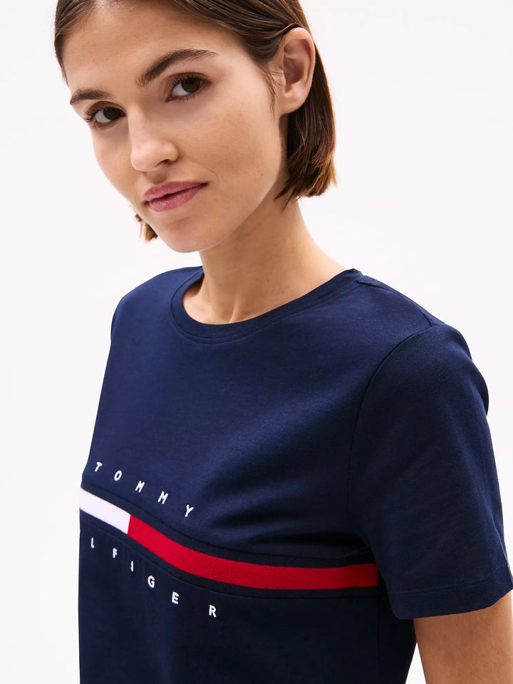 Tommy Hilfiger Embroidered Flag Stripe Logo T-Shirt