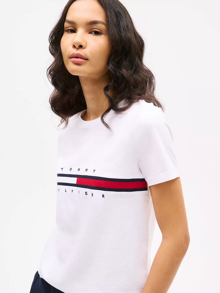Tommy Hilfiger Embroidered Flag Stripe Logo T-Shirt