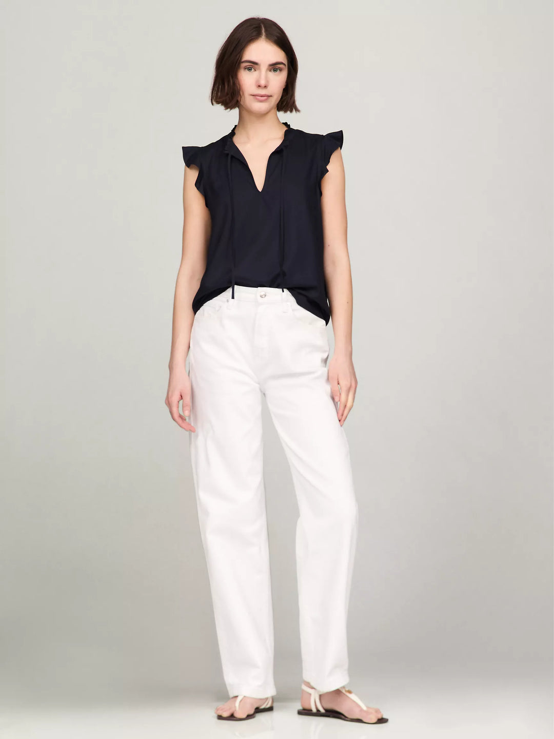 Tommy Hilfiger Solid Flutter-Sleeve Ruffle Top
