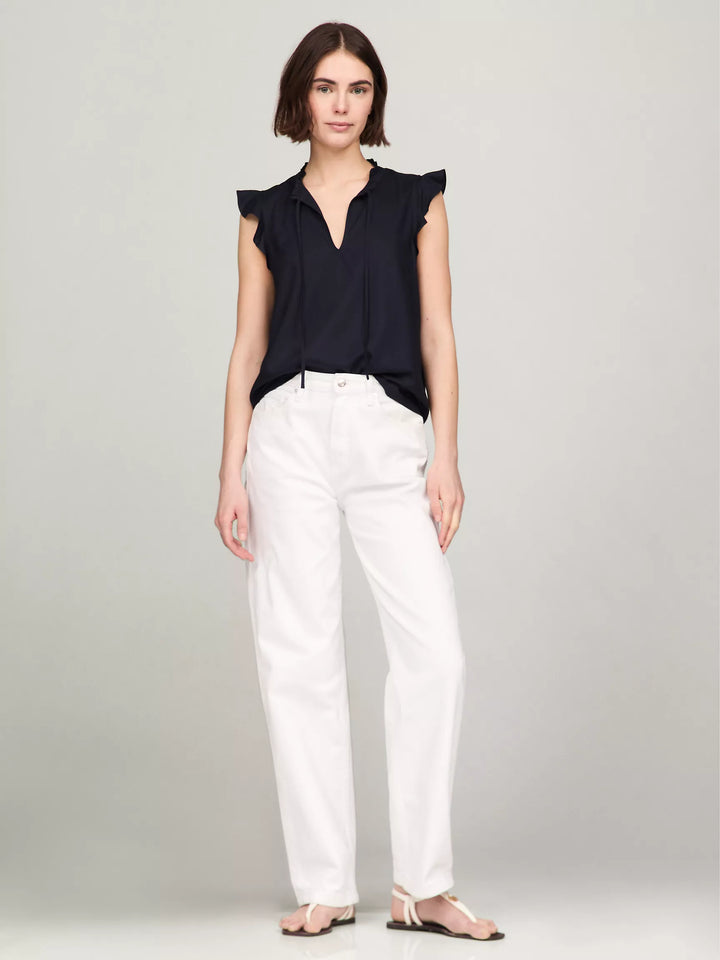 Tommy Hilfiger Solid Flutter-Sleeve Ruffle Top