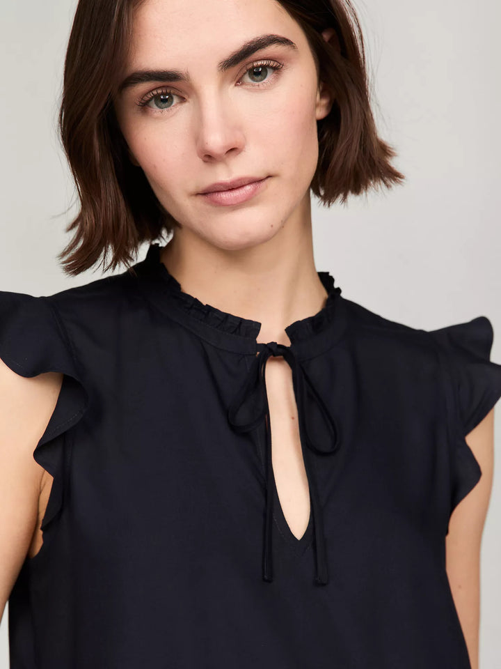 Tommy Hilfiger Ruffle Collar Pleated Georgette Top