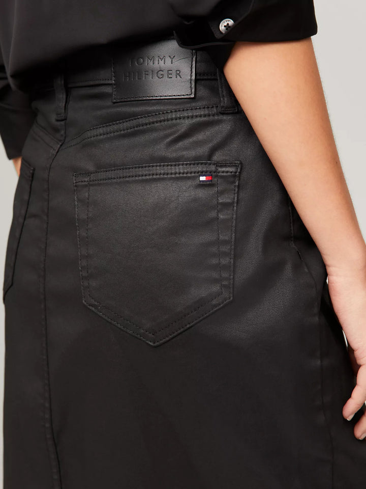 Tommy Hilfiger Black Coated Denim Skirt