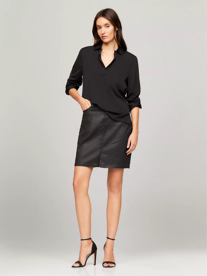 Tommy Hilfiger Black Coated Denim Skirt