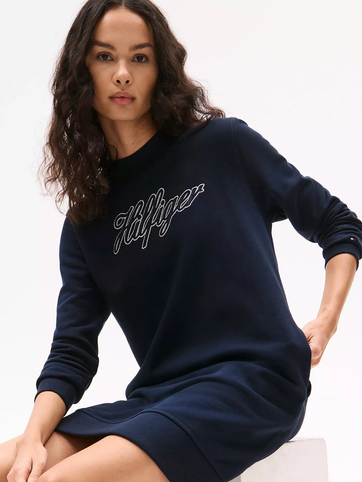 Tommy Hilfiger Script Logo Oversized Sweatshirt Dress