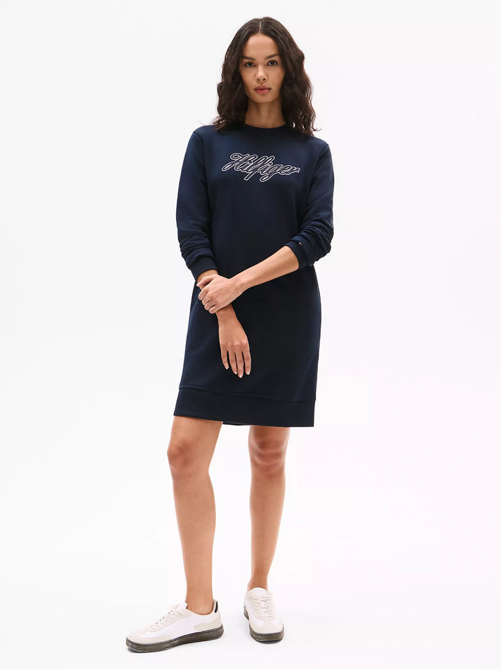 Tommy Hilfiger Script Logo Oversized Sweatshirt Dress