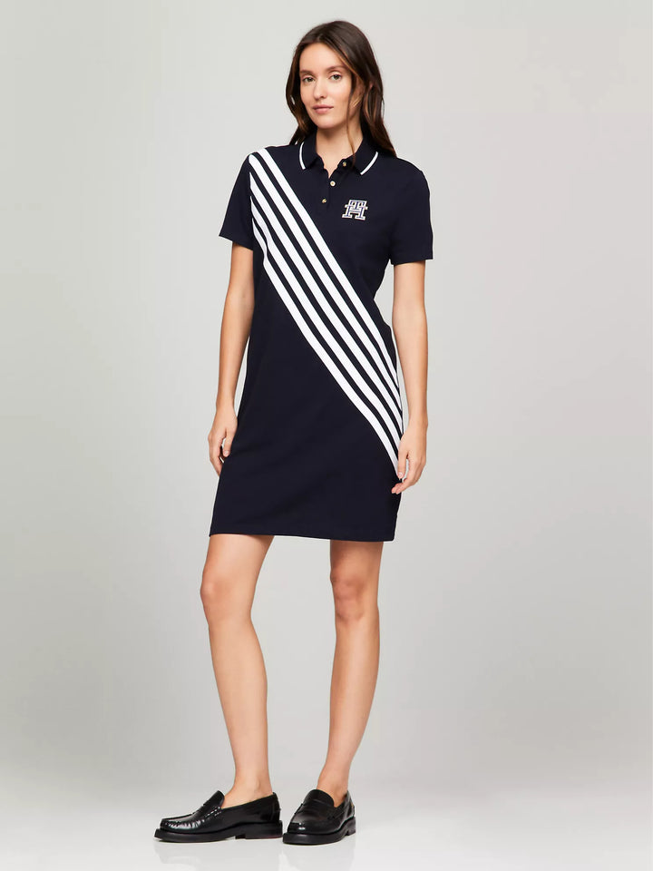 Tommy Hilfiger Diagonal Stripe Banner Polo Dress