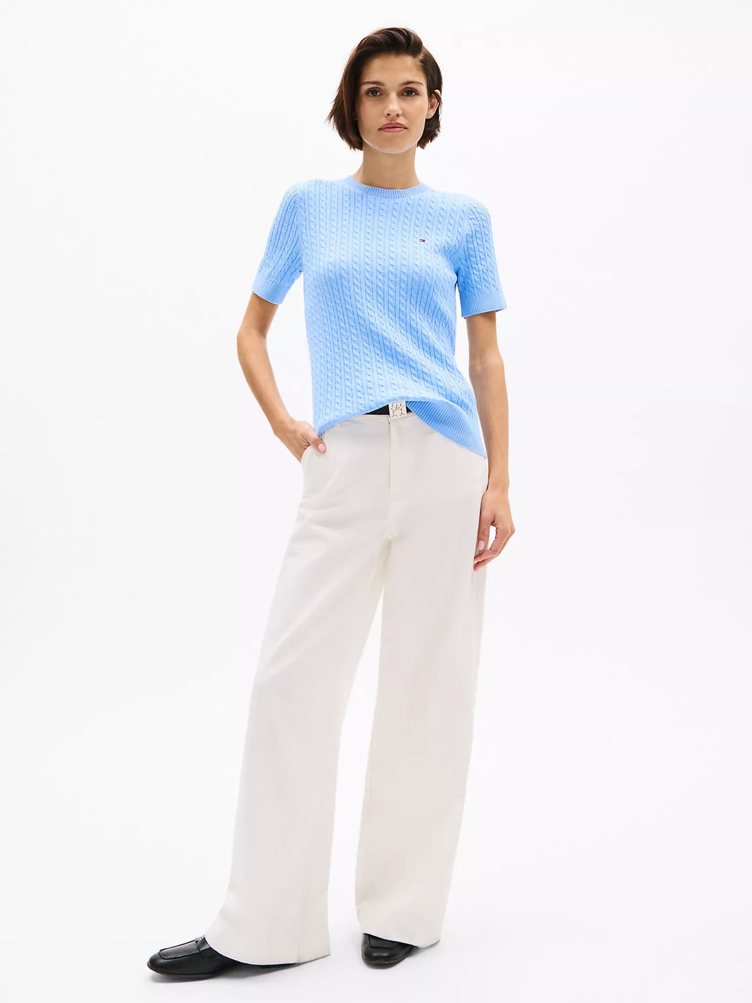 Tommy Hilfiger Short-Sleeve Cable Knit Sweater