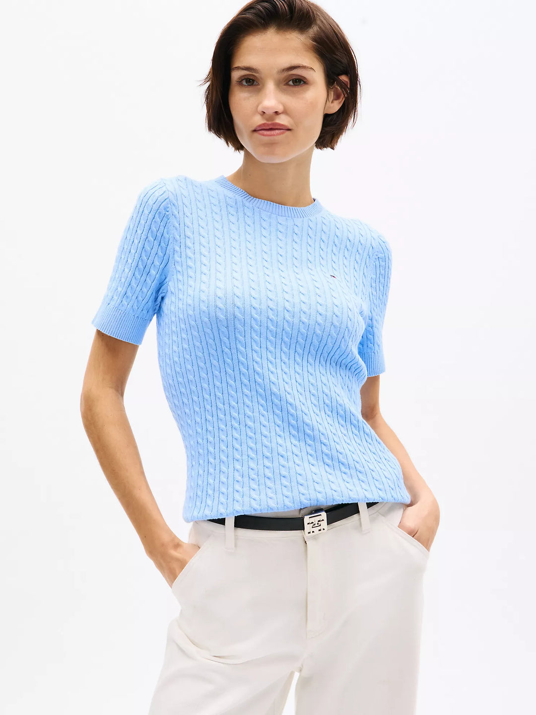 Tommy Hilfiger Short-Sleeve Cable Knit Sweater