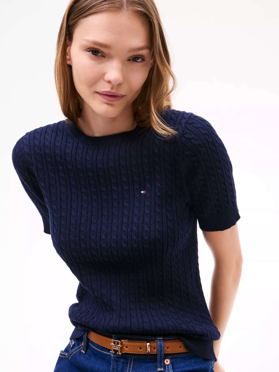 Tommy Hilfiger Short-Sleeve Cable Knit Sweater