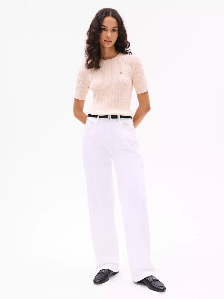 Tommy Hilfiger Short-Sleeve Cable Knit Sweater