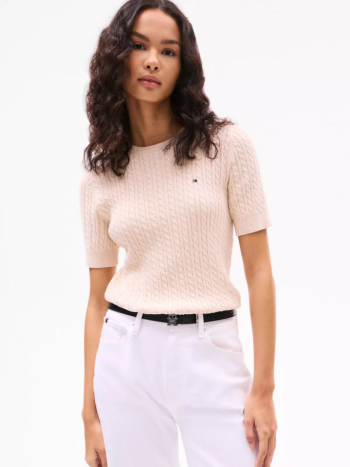 Tommy Hilfiger Short-Sleeve Cable Knit Sweater